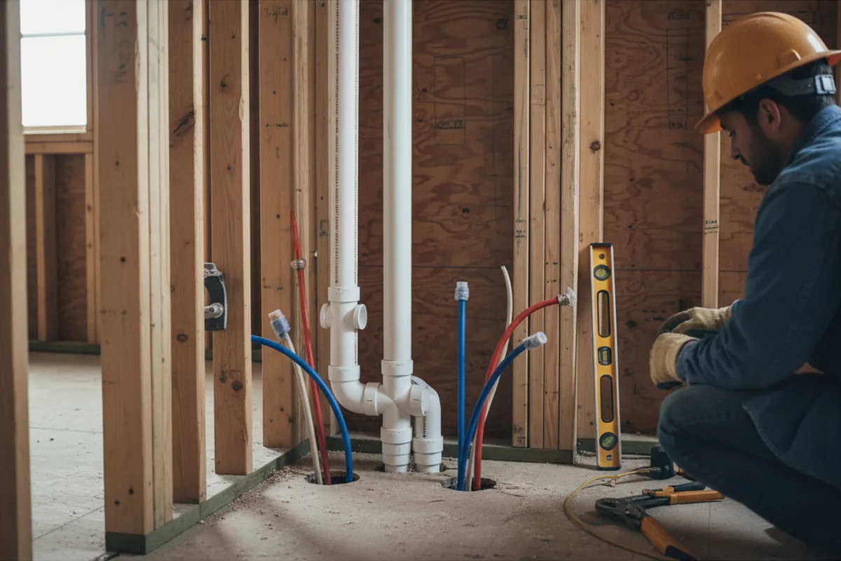 Drain and supply rough-in during Sump Pump Repair in Yarnell